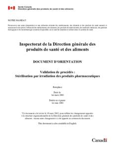 Validation de procédés: Stérilisation par irradiation des produits pharmaceutiques