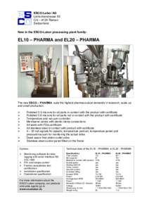 NEW in the ESCO – Labor Processing plant Family