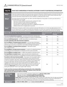 3.NF-0C8[removed]FACTS WHAT DOES COMMONWEALTH FINANCIAL NETWORK® DO WITH YOUR PERSONAL INFORMATION?