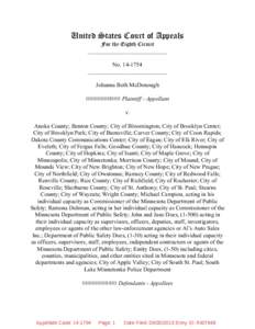 United States Court of Appeals For the Eighth Circuit ___________________________ No___________________________ Johanna Beth McDonough