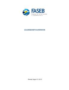 LEADERSHIP HANDBOOK  Revised August 15, 2013 TABLE OF CONTENTS Foreword .................................................................................................................................. 4