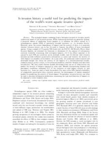 Ecological Applications, 21(1), 2011, pp. 189–202 Ó 2011 by the Ecological Society of America Is invasion history a useful tool for predicting the impacts of the world’s worst aquatic invasive species? STEFANIE A. K