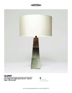 ALUMET Grey cowhide forms a lightly tapered lamp base. Simple but elegant. Silk drum shade. 18”D x 30”H Finish: Grey Cowhide