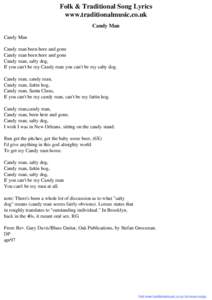 Folk & Traditional Song Lyrics - Candy Man