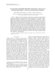 Biology / Ecology / Natural environment / Habitat / Landscape ecology / Biodiversity / Biogeography / Community / Species richness / Latitudinal gradients in species diversity / Insular biogeography / Interspecific competition