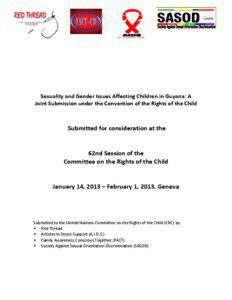 Sexuality and Gender Issues Affecting Children in Guyana: A Joint Submission under the Convention of the Rights of the Child