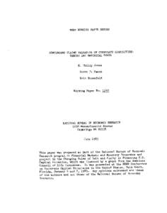 NBER WORKING PAPER SERIES  CONTINGENT CLAIMS VALUATION OF CORPORATE LIABILITIES: THEORY AND EMPIRICAL TESTS  E. Philip Jones