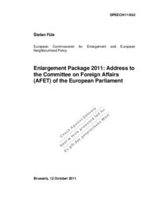SPEECH[removed]  Štefan Füle European Commissioner Neighbourhood Policy