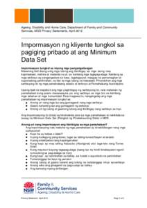 Client information on privacy and the Minimum Data Set - Filipino