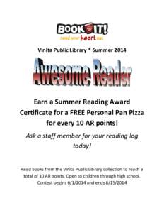    Vinita Public Library * Summer 2014     