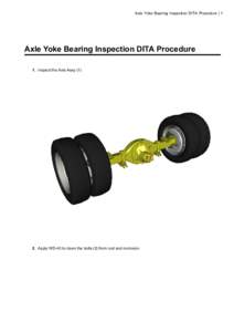 Axle Yoke Bearing Inspection DITA Procedure | 1  Axle Yoke Bearing Inspection DITA Procedure 1. Inspect the Axle AssyApply WD-40 to clean the bolts (2) from rust and corrosion