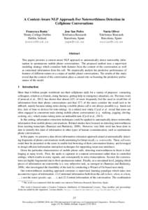 A Context-Aware NLP Approach For Noteworthiness Detection in Cellphone Conversations Francesca Bonin ∗ Trinity College Dublin Dublin, Ireland 