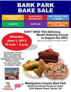 BARK PARK BAKE SALE PEOPLE & PET TREATS  DISCOUNTED