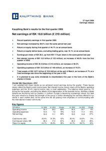 Financial services / Kaupthing Bank / Landsbanki / Exista / UBS / Kaupthing Singer & Friedlander / ING Group / Icelandic króna / Income statement / Bank failures / Banks / Finance