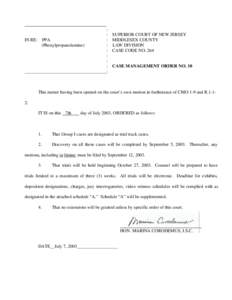 : : SUPERIOR COURT OF NEW JERSEY IN RE: PPA : MIDDLESEX COUNTY (Phenylpropanolamine) : LAW DIVISION