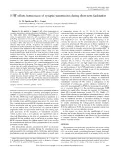 J Appl Physiol 96: 1681–1690, 2004; japplphysiolHT offsets homeostasis of synaptic transmission during short-term facilitation G. M. Sparks and R. L. Cooper Department of Biology, University of K