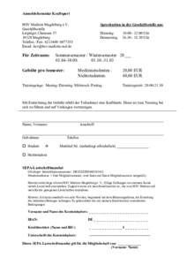 Anmeldeformular Kraftsport HSV Medizin Magdeburg e.V. Geschäftsstelle Leipziger ChausseeMagdeburg Telefon / Fax: 