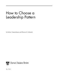 How to Choose a Leadership Pattern