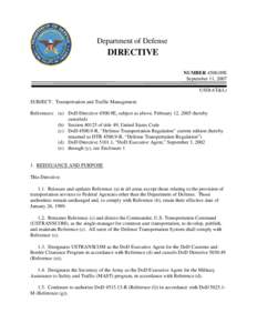 Department of Defense  DIRECTIVE NUMBER 4500.09E September 11, 2007 USD(AT&L)