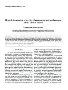 Limnological Review): Physical-limnological properties of easternmost and southernmost lobelia lakes in Poland 207  Physical-limnological properties of easternmost and southernmost