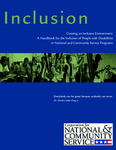 Education policy / Special education / Disability / Inclusion / Corporation for National and Community Service / AmeriCorps / Inclusive entrepreneurship / National Inclusion Project / Education / Educational psychology / Disability rights