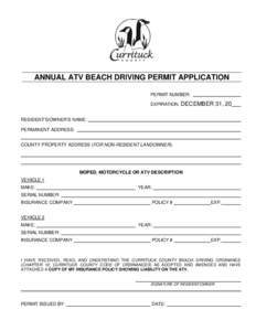 Currituck County Annual ATV Permit Application - January 12, 2011.doc