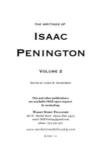 the writings of  Isaac Penington Volume 2 Edited by Jason R. Henderson