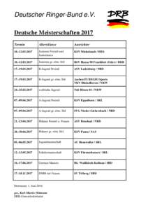 Deutscher Ringer-Bund e.V. Deutsche Meisterschaften 2017 Termin Altersklasse