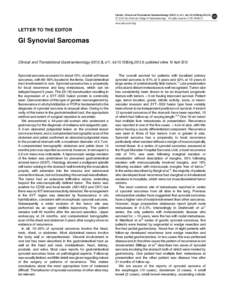 Synovial sarcoma / Soft-tissue sarcoma / Gastrointestinal stromal tumor / Medicine / Oncology / Sarcoma