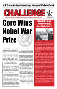 U.S., France: Gestapo Raids Ravage Immigrant Workers, Page 4  CHALLENGE THE REVOLUTIONARY COMMUNIST NEWSPAPER OF PROGRESSIVE LABOR PARTY  Gore Wins