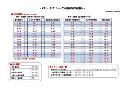 バス・タクシーご利用のお客様へ 向井千秋記念子ども科学館 ■バス時刻表（平成 28 年 4 月 1 日現在） 館林・板倉線【板倉東洋大前駅西口行き】