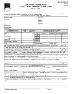 Print Form DR-482 RAPPLICATION AND RETURN FOR AGRICULTURAL CLASSIFICATION OF LANDS