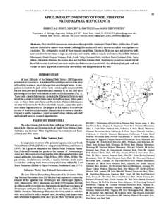 Lucas, S.G., Spielmann, J.A., Hester, P.M., Kenworthy, J.P. and Santucci, V.L., eds., 2006, Fossils from Federal Lands. New Mexico Museum of Natural History and Science Bulletin[removed]A PRELIMINARY INVENTORY OF FOSSIL 