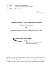 EUROPEAN COMMISSION HEALTH AND CONSUMERS DIRECTORATE-GENERAL Public Health and Risk Assessment Risk assessment  Brussels,