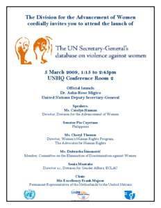 The United Nations Division for the Advancement of Women cordially invites you to attend