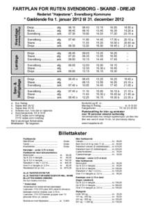 FARTPLAN FOR RUTEN SVENDBORG - SKARØ - DREJØ Rederiet ”Højestene“, Svendborg Kommune Søn- & Helligdage