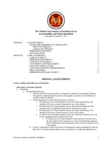 The Student Government Association (SGA) Accountability and Ethics Handbook Amended: November 17, 2011 ARTICLE I