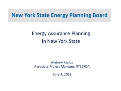 Energy Assurance Planning