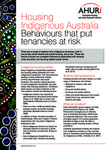 AHURI Housing Indigenous Australia infosheet | Behaviours that put tenancies at risk