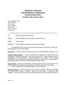 CRANBURY TOWNSHIP ENVIRONMENTAL COMMISSION 23A North Main Street Cranbury, New Jersey[removed]James Gallagher, Chair John Reinfelder