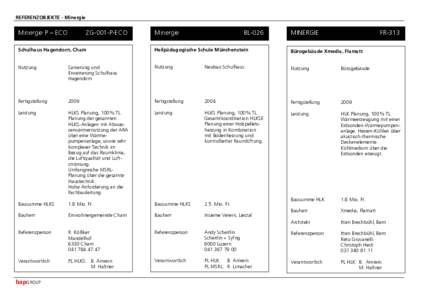 REFERENZOBJEKTE - Minergie  Minergie P – ECO ZG-001-P-ECO
