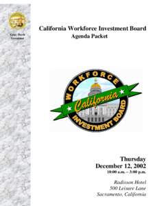 California Workforce Investment Board Gray Davis Governor Agenda Packet