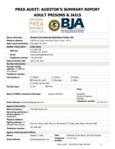 PREA AUDIT: AUDITOR’S SUMMARY REPORT ADULT PRISONS & JAILS Physical address:  Reeves Correctional Detention Center-III