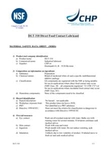 Category Code 3H–H1 N°DLT-310 Direct Food Contact Lubricant  MATERIAL SAFETY DATA SHEET