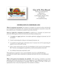 City of St. Pete Beach Community Development Department 155 Corey Avenue St. Pete Beach, Florida9241
