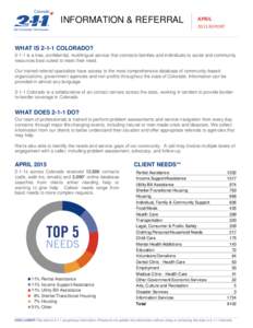 INFORMATION & REFERRAL  APRIL 2015 REPORT  TO HEALTH & HUMAN SERVICES