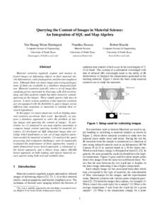 Querying the Content of Images in Material Science: An Integration of SQL and Map Algebra Yan Huang∗, Brian Harrington Nandika Dsouza