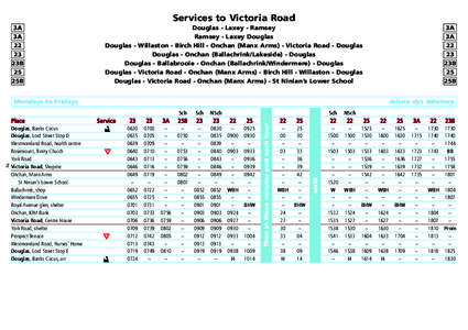 Services to Victoria Road 3A 3A[removed]23B