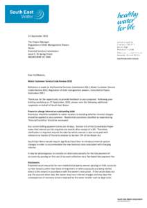 21 September 2012 The Project Manager Regulation of Debt Management Powers Water Essential Services Commission Level 2, 35 Spring Street