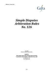 Effective 1st JuneSimple Disputes Arbitration Rules No. 126